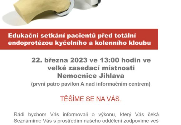 Pacientům před výměnou kolenního a kyčelního kloubu lékaři opět zodpoví dotazy